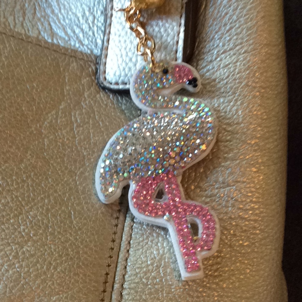 Puffy rhinestone flamingo key chain, purse charm. - Picture 4 of 7